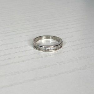 925 Sterling Silver & Cubic Zirconia Channel Set Ring Size 7